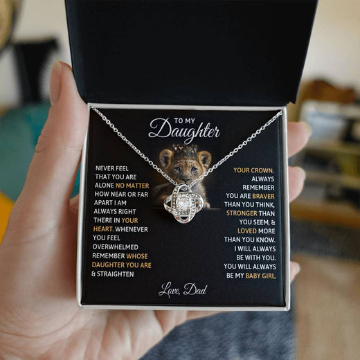 To My Daughter “You’ll Always Be My Baby Girl” Love Knot Necklace