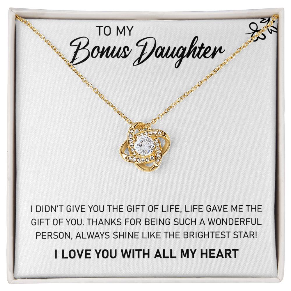 To My Bonus Daughter “Shine Bright” Love Knot Necklace