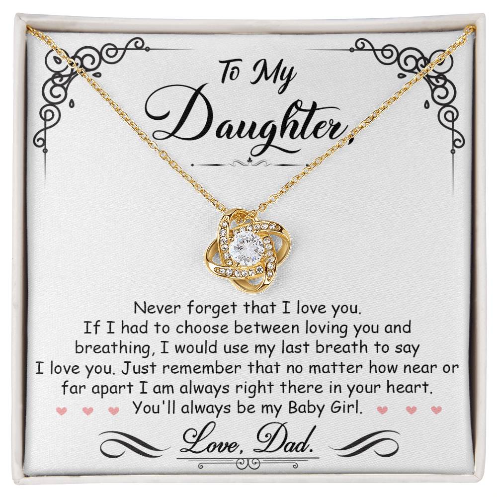 To My Daughter “Always in Your Heart” Love Knot Necklace