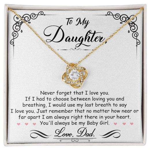 To My Daughter “Always in Your Heart” Love Knot Necklace