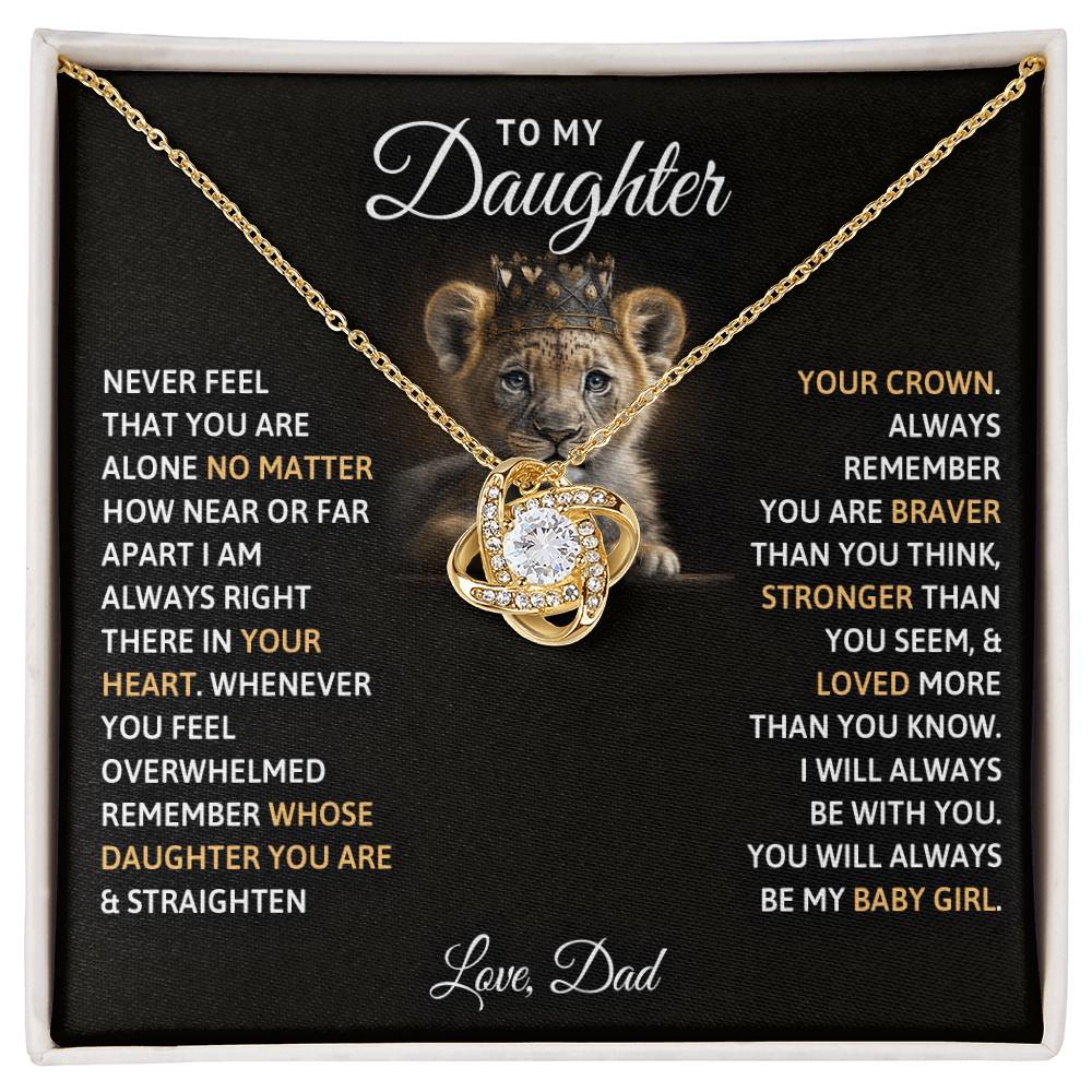 To My Daughter “You’ll Always Be My Baby Girl” Love Knot Necklace