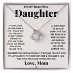 To My Daughter “Hold This to Feel My Love” Love Knot Necklace