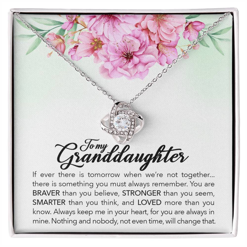 To My Granddaughter “Always in My Heart” Love Knot Necklace