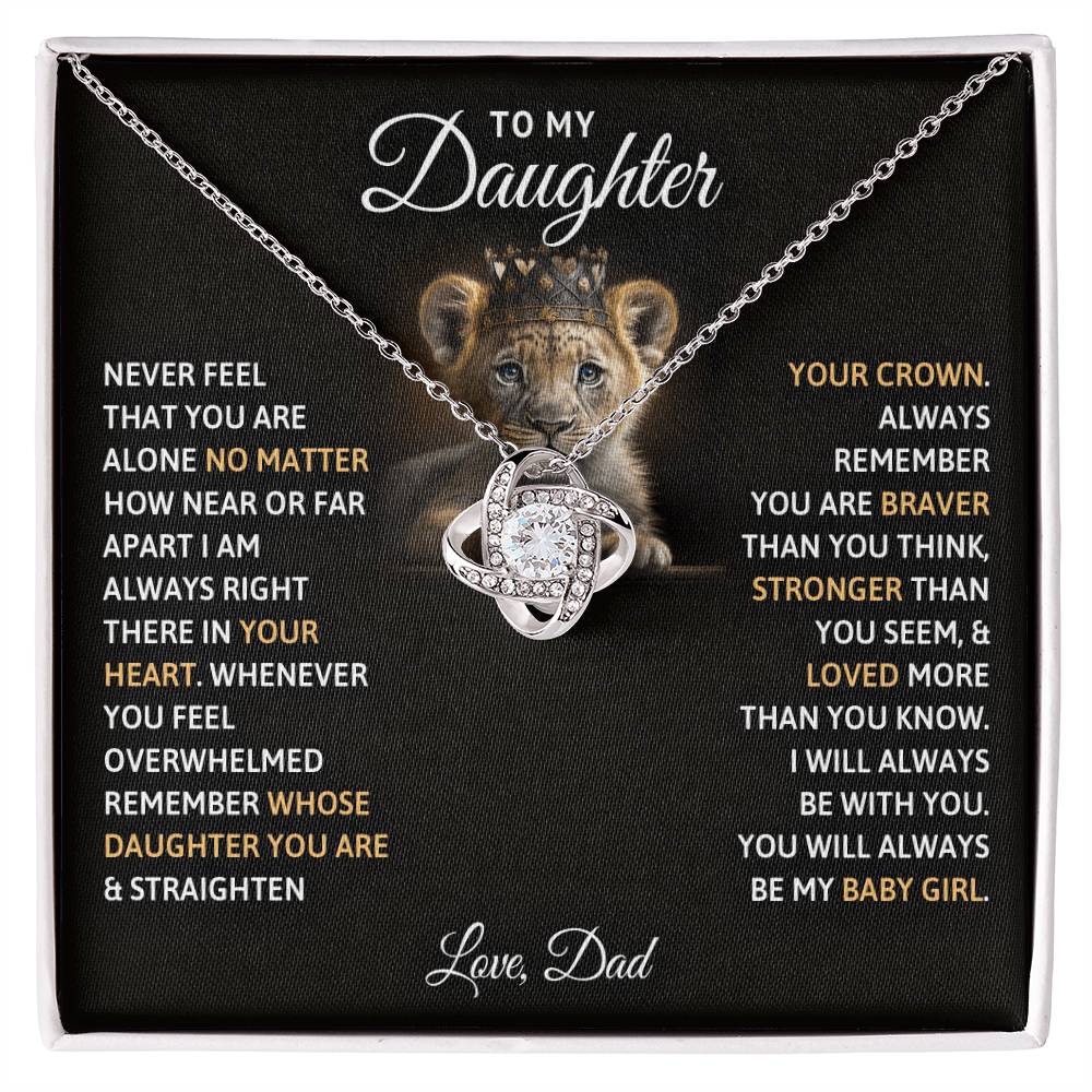 To My Daughter “You’ll Always Be My Baby Girl” Love Knot Necklace