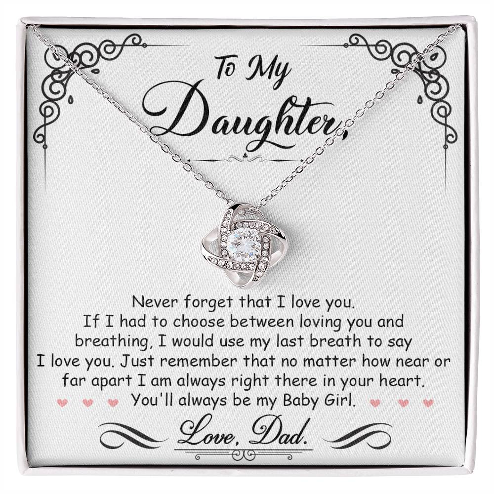 To My Daughter “Always in Your Heart” Love Knot Necklace