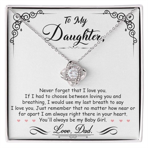 To My Daughter “Always in Your Heart” Love Knot Necklace