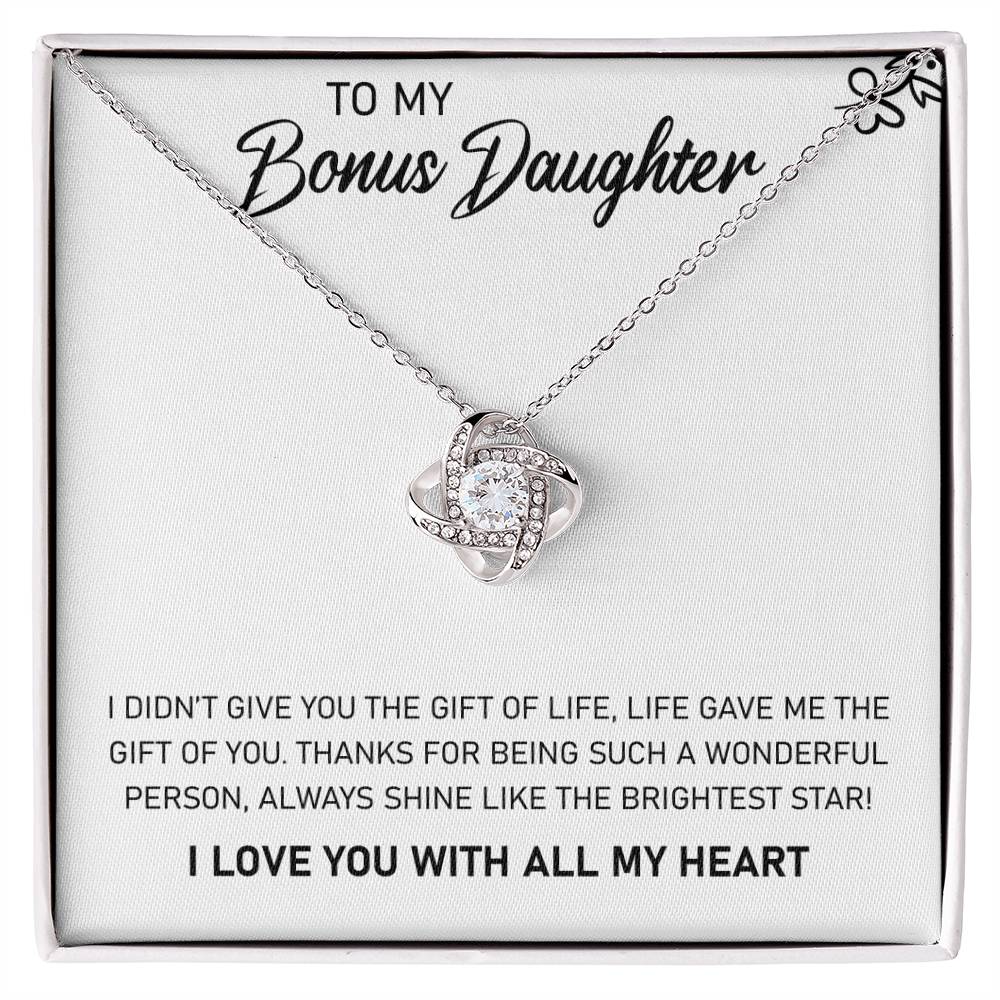 To My Bonus Daughter “Shine Bright” Love Knot Necklace