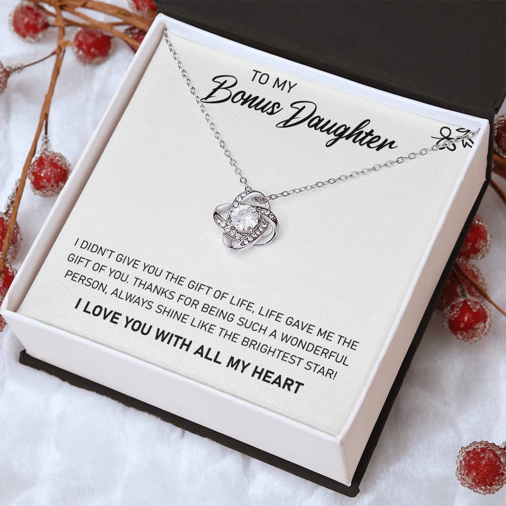 To My Bonus Daughter “Shine Bright” Love Knot Necklace