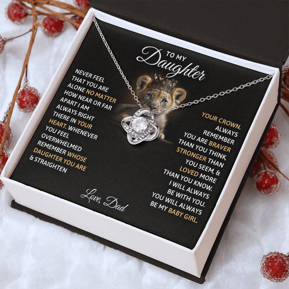 To My Daughter “You’ll Always Be My Baby Girl” Love Knot Necklace