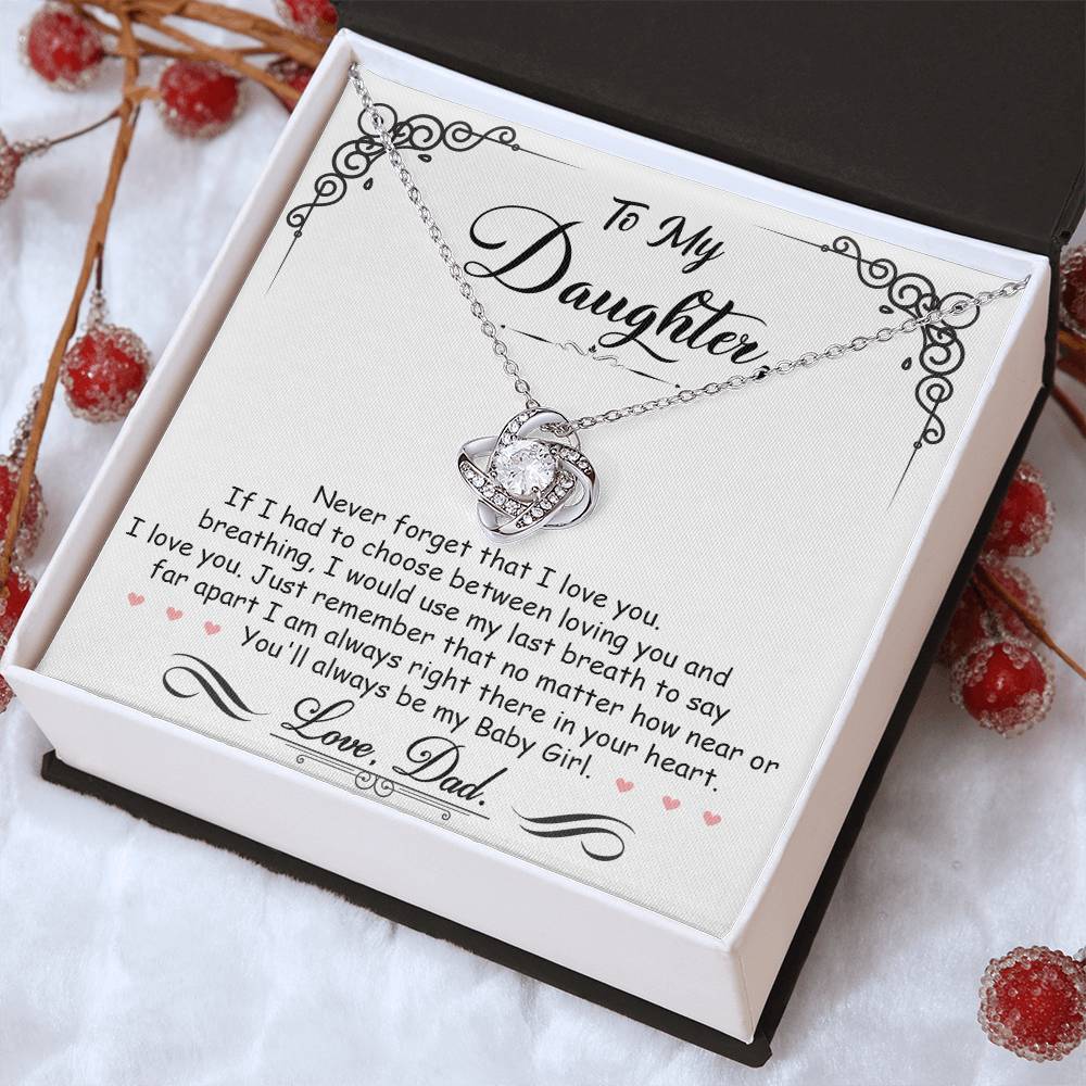 To My Daughter “Always in Your Heart” Love Knot Necklace