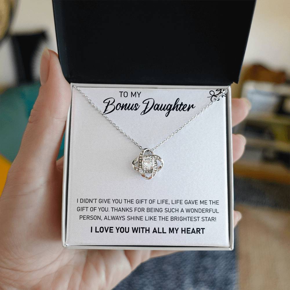 To My Bonus Daughter “Shine Bright” Love Knot Necklace