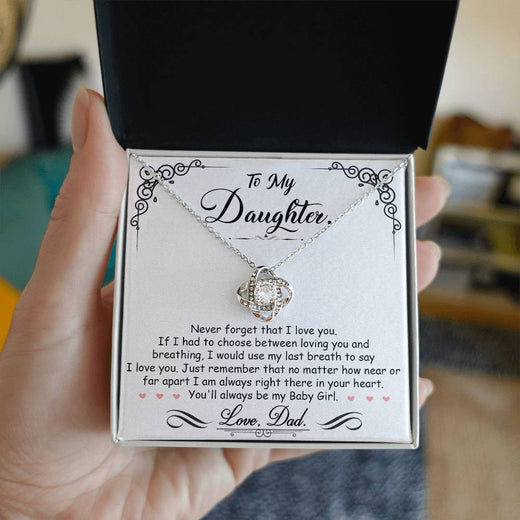 To My Daughter “Always in Your Heart” Love Knot Necklace