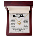 To My Daughter “Hold This to Feel My Love” Love Knot Necklace