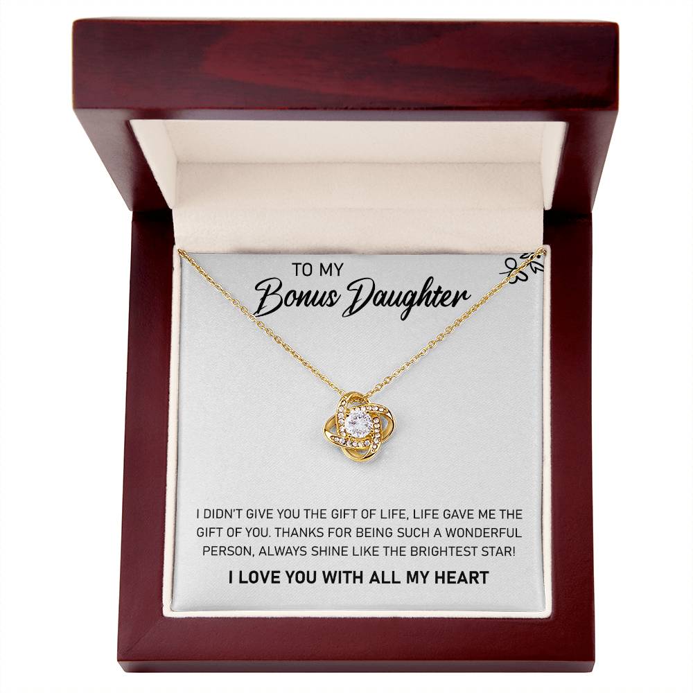 To My Bonus Daughter “Shine Bright” Love Knot Necklace