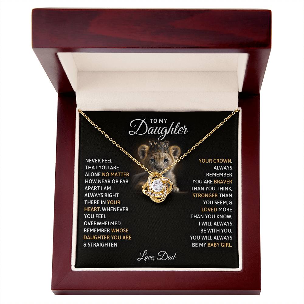To My Daughter “You’ll Always Be My Baby Girl” Love Knot Necklace