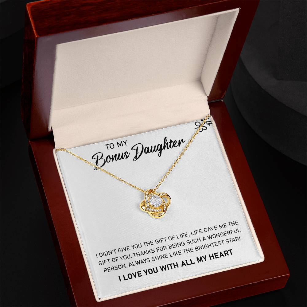 To My Bonus Daughter “Shine Bright” Love Knot Necklace