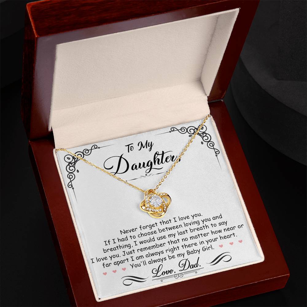 To My Daughter “Always in Your Heart” Love Knot Necklace