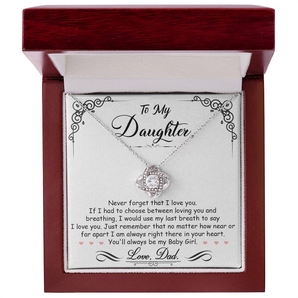 To My Daughter “Always in Your Heart” Love Knot Necklace