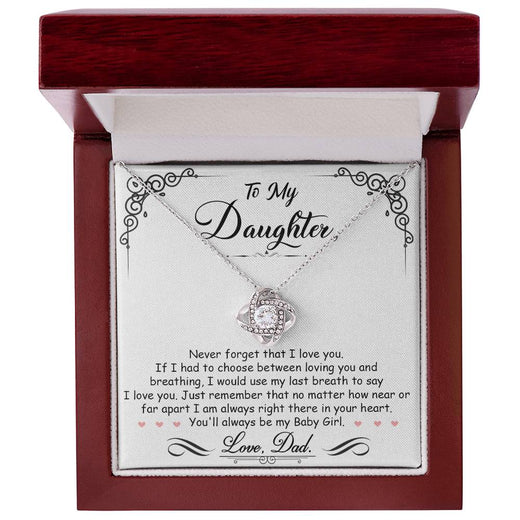 To My Daughter “Always in Your Heart” Love Knot Necklace