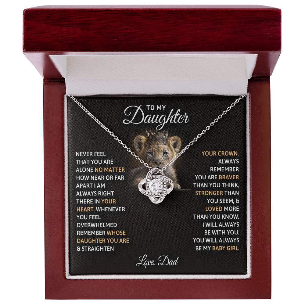 To My Daughter “You’ll Always Be My Baby Girl” Love Knot Necklace