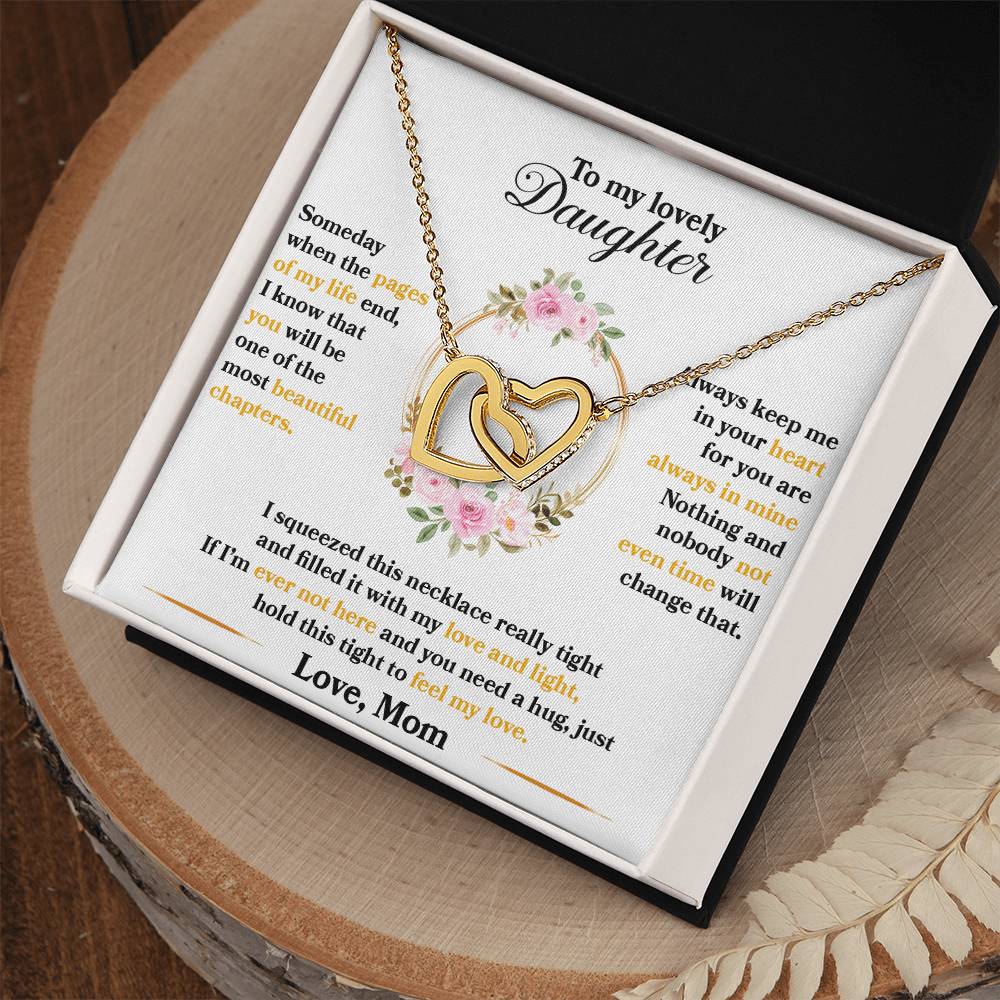 To My Daughter “Hold This Tight” Interlocking Hearts Necklace