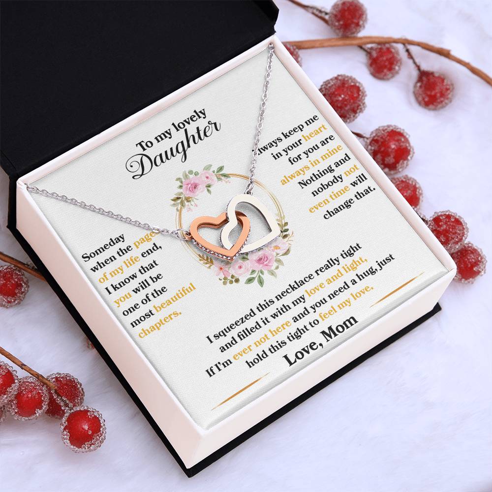 To My Daughter “Hold This Tight” Interlocking Hearts Necklace