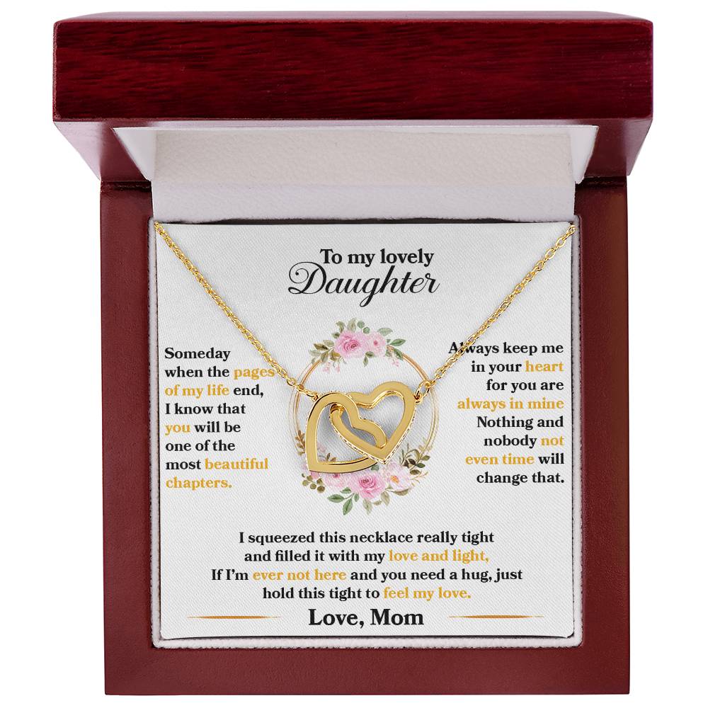 To My Daughter “Hold This Tight” Interlocking Hearts Necklace