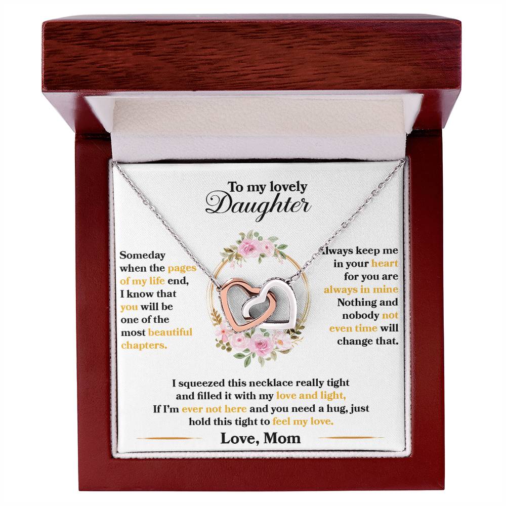 To My Daughter “Hold This Tight” Interlocking Hearts Necklace